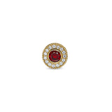 Gold Finish Sterling Silver Micropave Round Simulated Garnet/January Birthstone Charm