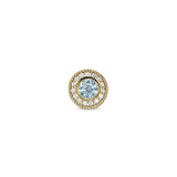 Gold Finish Sterling Silver Micropave Round Simulated Aquamarine/March Birthstone Charm