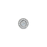 Platinum Finish Sterling Silver Micropave Round Simulated Diamond/April Birthstone Charm