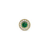 Gold Finish Sterling Silver Micropave Round Simulated Emerald/May Birthstone Charm