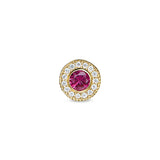 Gold Finish Sterling Silver Micropave Round Simulated Ruby/July Birthstone Charm