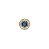Gold Finish Sterling Silver Micropave Round Simulated Sapphire/September Birthstone Charm