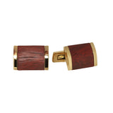 Gold IP Finish Stainless Steel Cufflinks With Wooden Insert