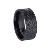 Black IP Finish Stainless Steel Feathered Band  - Size 8