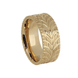 Gold IP Finish Stainless Steel Feathered Band  - Size 8