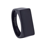 Black IP Finish Stainless Steel Rectangle Signet Ring