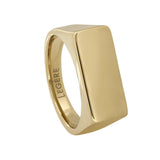 Gold IP Finish Stainless Steel Rectangle Signet Ring