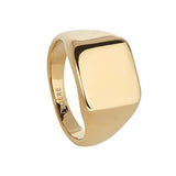 Gold IP Finish Stainless Steel Square Signet Ring  - Size 12