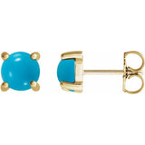 14K Yellow 5 mm Natural Turquoise Earrings