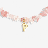 CRYSTAL ALPHABET P  - GOLD TON