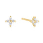 GOLD FOUR-PETAL STUD EARRINGS