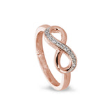 Rose Gold Finish Sterling Silver Micropave Infinity Ring with Simulated Diamonds