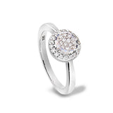 Platinum Finish Sterling Silver Micropave Round Ring with Simulated Diamonds -Size 7