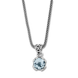 SS 7MM ROUND BLUE TOPAZ PENDAN