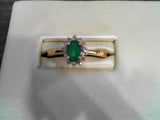 14K YG 0.12 CTW EMERALD AND DI