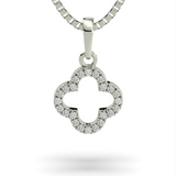 14KTWG NATURAL DIA CLOVER PEND