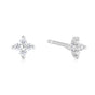 SILVER FOUR-PETAL STUD EARRING