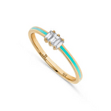 14KYG DIA & ENAMEL RING - TURQ