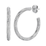 SS TEXTURED 1.25 HOOP EARRINGS