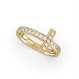 14KYG CROSS RING.12CTW