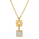 SS & YG PLATED APPLIQUE SQUARE