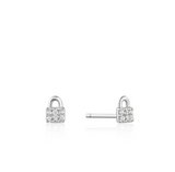 SILVER PADLOCK SPARKLE STUD EA