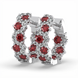 14K WG RUBY/DIA I/O HOOPS D=.7