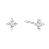 SILVER FOUR-PETAL STUD EARRING