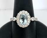 14K WG AQUAMARINE/DIAMONDS 0.3