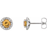 Round 4-Prong Halo-Style Earrings