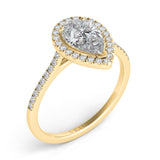 14 Kt Yellow Gold Halo - Pear Engagement Rings