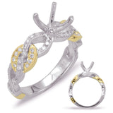 14 Kt Yellow & White Gold Crossover Engagement Rings