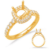14 Kt Yellow Gold Halo - Cushion Engagement Rings