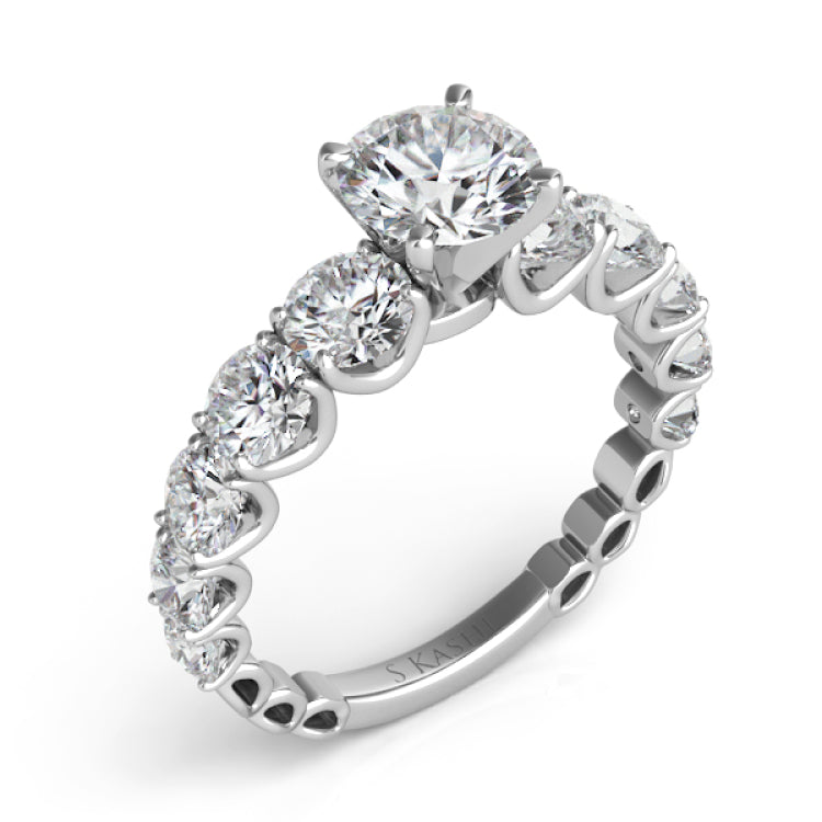14 Kt White Gold Side Stone - Prong Set Engagement Rings