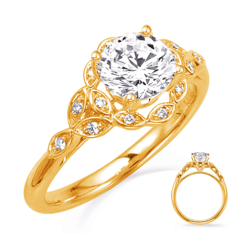 14 Kt Yellow Gold Leaf Engagement Rings