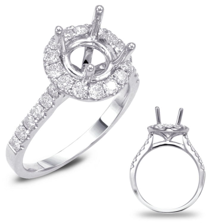 14 Kt White Gold Halo - Round Engagement Rings