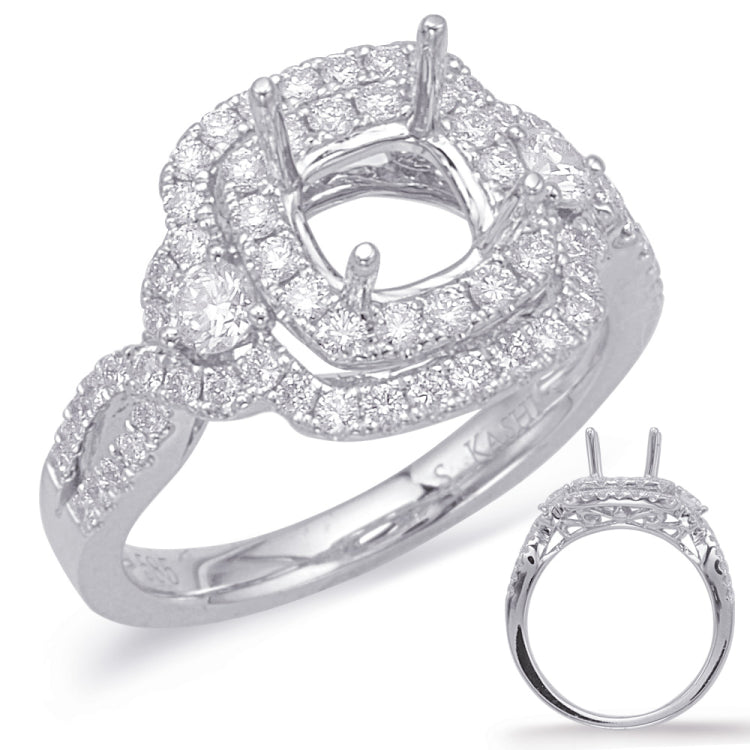 14 Kt White Gold Halo - Double Engagement Rings