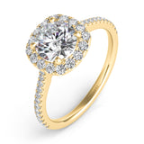 14 Kt Yellow Gold Halo - Cushion Engagement Rings