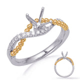14 Kt Yellow & White Gold Criss Cross Engagement Rings