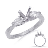 14 Kt White Gold Pear Shaped Engagement Rings
