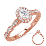 14 Kt Rose Gold Halo - Oval Engagement Rings