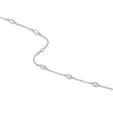 Platinum Finish Sterling Silver 18" Tin Cup Necklace 17 Oval Simulated Diamonds