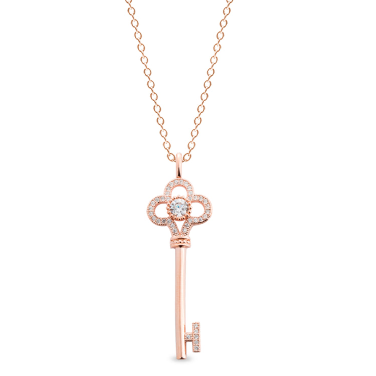 Sterling and Diamond Cable Chain Necklace With outlet Rose Pendant