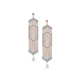 Rose Gold And Black Rhodium Finish Sterling Silver Micropave Cascade Earrings With Simulated Diamonds