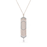 Rose Gold And Black Rhodium Finish Sterling Silver Micropave Cascade Pendant With Simulated Diamonds On 20" Cable Chain