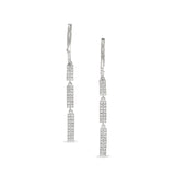 Platinum Finish Sterling Silver Micropave Three Bar Drop Earrings with Simulated Diamonds