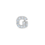 Platinum Finish Sterling Silver Micropave G Initial Charm With Simulated Diamonds