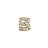 Gold Finish Sterling Silver Micropave B Initial Charm With Simulated Diamonds