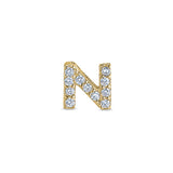 Gold Finish Sterling Silver Micropave N Initial Charm With Simulated Diamonds