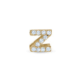 Gold Finish Sterling Silver Micropave Z Initial Charm With Simulated Diamonds
